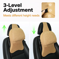 Appuie-tête de voiture de luxe double couche en cuir/suède avec rembourrage en mousse à mémoire de forme, ajustements multiples personnalisables pour usage automobile