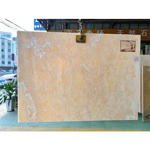 BOTON STONE Natural Stone Polished Transparent Yellow Dragon Marble Slabs with Pink Vein Onyx Stone Tiles