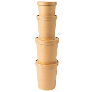 Wholesale Double Wall Kraft <b>Paper</b> Soup Cup and <b>Bowl</b> Set With Disposable Cover for Food Takeaway Lunch Packaging - Product Image 4