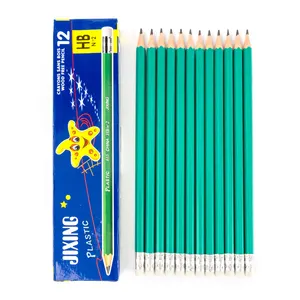 Crayon en plomb souple 2 HB avec Logo, échantillon gratuit d'usine 17.5cm crayon Standard de bureau et d'école noir en plastique CN;JIN