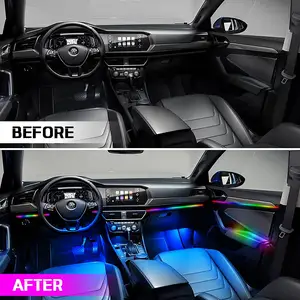 18 In 1 10 In 1 Neon Droomkleur Led Auto Interieur Omgevingslicht Acryl Leds Glasvezel Omgevingsverlichting Kits Met Draadloze App