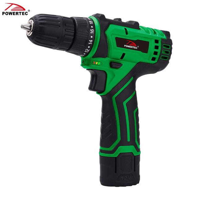 POWERTEC PTCD-1202 12v Cordless Drill 12V Battery Share 2022 Power Tools Two Speed New Lithium Cordless Drill