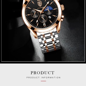 Relojes POEDAGAR para hombre, de acero inoxidable, resistentes al agua, luminosos, de moda 2021, nuevos relojes de pulsera de oro rosa, reloj de cuarzo de lujo para negocios. - Product Image 4