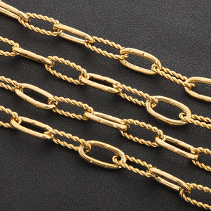 Oval Twist Handmade <b>Chain</b> Men's Jewelry Necklace Steel Gold <b>Titanium</b> Steel <b>Chain</b> Hip Hop Metal <b>Chain</b> - Product Image 1