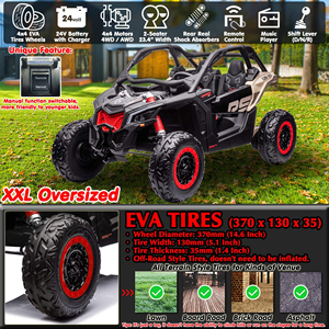 Voiture électrique pour enfants BRP Can Am Maverick Kids UTV 4x4, 24V, 2 places, voiture électrique en plastique, jouet à piles pour enfants de 2 à 13 ans - Product Image 6