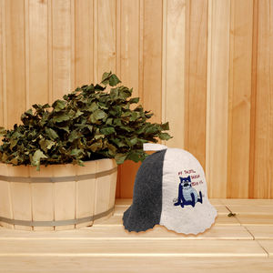 Chapeau de sauna en laine épissée bicolore unisexe de haute qualité Chapeau de sauna isolé par fabricant professionnel - Product Image 4
