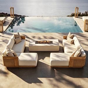 Ensembles modulaires de salon de jardin de luxe en teck, design moderne et élégant pour l'extérieur - Product Image 1