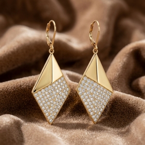 Bulk Supply Custom Ball <b>Leverback</b> Dangle <b>Earrings</b> Antique Bronze Plated Stainless Steel Paved Zircon Geometric Vintage - Product Image 2