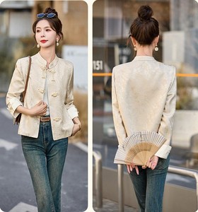 Camicette ricamate da donna stile Neo cinese <span class=keywords><strong>con</strong></span> <span class=keywords><strong>nodo</strong></span> floreale giacca <span class=keywords><strong>corta</strong></span> <span class=keywords><strong>con</strong></span> bottone - Product Image 4