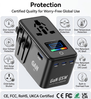 Adaptador de Viaje GaN de 100W con Pantalla TFT Inteligente Kantravel, Enchufe Universal Tipo C, Adaptadores de Carga Rápida con Pantalla Digital