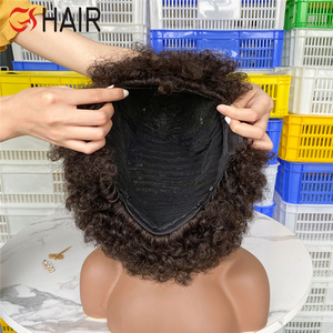 Perruque crépus au carré pour femmes noires, postiche de cheveux humains bouclés, coupe Pixie, <span class=keywords><strong>Afro</strong></span>, raie naturelle - Product Image 4