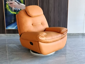 Modern PU Leather Recliner Chair with Swivel Base Cushion Back Padded Arms for Living Room - Product Image 3