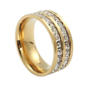 European American Style <b>Titanium</b> Steel <b>Ring</b> White Gemstone Golden Women's Fashion Jewelry Party Retro Trendy 24088 - Product Image 5