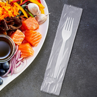 Fourchettes jetables blanches de qualité supérieure, robustes, 500 pièces, biodégradables, compostables, emballées individuellement, pour restaurants et fêtes