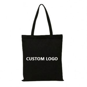 Sac fourre-tout en toile de coton noir personnalisé, pliable, réutilisable, vierge, avec logo, pour la vente en gros - Product Image 6