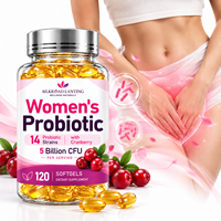 Gélules Probiotiques Personnalisées pour Femmes, Formule Exclusive Canneberge 14 Souches, Santé Vaginale et Urinaire, 120 Unités, Certifié BPF
