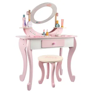 새로운 도착 나무 핑크와 화이트 컬러 드레서 테이블 의자 책상 어린이
