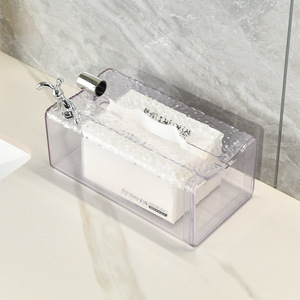 Boîte à mouchoirs murale avec poignée en forme de lapin, rangement en acrylique transparent pour salle de bain, chambre à coucher, salon, usage décoratif - Product Image 2