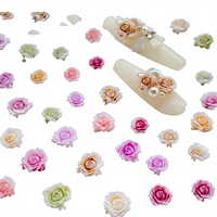 Paso Sico 50 pièces/sac Résine de haute qualité Fleurs de rose 3D simulées Printemps Tailles mixtes Couleurs vintage Camélia Accessoires pour ongles