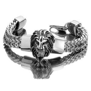 316l Stainless Steel Silver Plating Chain Bracelet Jewelry Gift Whole Sale <b>Men</b> Male Plated lion Head Bracelet Custom - Product Image 3