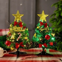 Mini sapin de Noël artificiel très populaire avec étoile dorée et ornements en forme de nœud pour la maison, le bureau et les fêtes