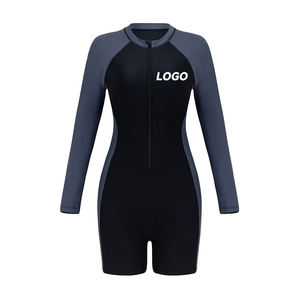 بيع بالجملة مخصص واقي من الطفح الجلدي عالي الجودة قطعة واحدة سحاب ملابس سباحة رياضية أكمام قصيرة مايوه ركوب الأمواج بدلة غوص - Product Image 2