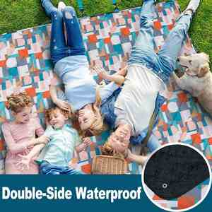 2024 New Shoulder Strap Storage Bag Camping Blanket Accessories <b>Foldable</b> Printed Picnic Beach Mat - Product Image 4