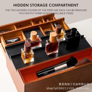 Double Layer Wood Perfume Storage <b>Box</b> With Drawers 3 Tier Desktop Cosmetic Organizer For <b>Makeup</b> And Fragrance Display - Product Image 4