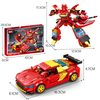 Woma Toys C3001 Ensemble de blocs de construction de voitures 2-en-1, jouet transformable robot-voiture en plastique ABS pour enfants