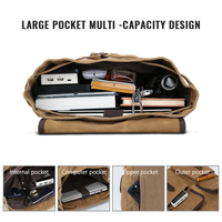 Sac à dos vintage en toile pour homme, revêtement imperméable universel, sacs d'école kaki pour étudiant