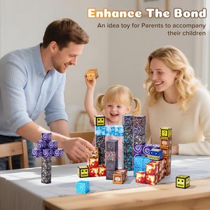 Jouet de construction magnétique en plastique sur <span class=keywords><strong>le</strong></span> thème de la forêt, cubes de 2,0 cm, pour les enfants de 3 à 5 et 7 ans, ensemble de 100 pièces, <span class=keywords><strong>jeu</strong></span> sensoriel STEM, garçons et filles - Product Image 4