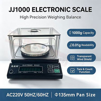 Balance analytique électronique de haute précision JJ1000, capacité 1000g, lecture 0,01g, balance numérique avec pare-vent