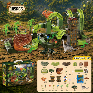 SETM Circuit de train magnétique DIY, circuit de course de voitures à fente pour dinosaures, jouets de circuit électrique magique 3D DIY, jouet éducatif pour enfants - Product Image 5