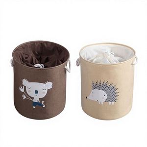 Children's Toy Storage Fabric Round <b>Basket</b> with Cartoon Animal Design for Clothing and Household <b>Laundry</b> Organization - Product Image 2