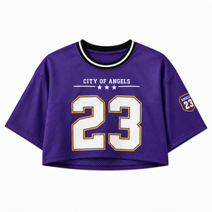 Haut court personnalisé à sequins sans manches et sans col pour femme, style maillot de basket, tenue de supporter pour le jour du match, respirant et confortable, 100% - Product Image 4