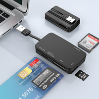 Tarjeta de memoria todo en uno 6 en 1 S/D T/F MS M2 Sim ATM IC ID Chip Lectores de tarjetas inteligentes Lectores de tarjetas USB de 6 ranuras