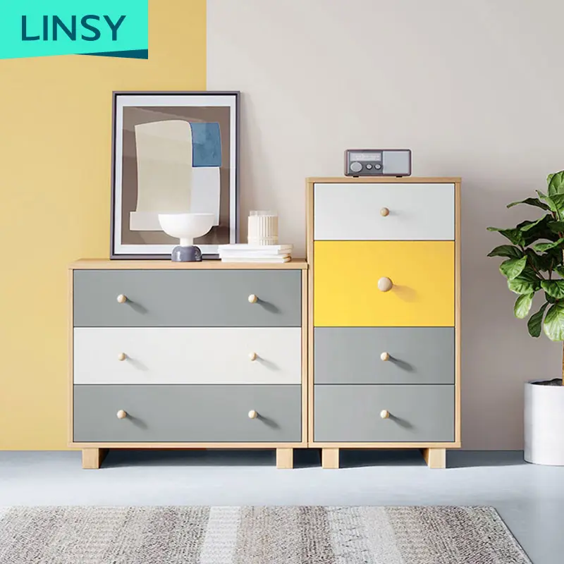 Linsy Side Table Bedroom Furniture With Drawer Colorful Vintage Living Room Cabinets Chest Of Drawers Wood Storage Cabinet DJ2E