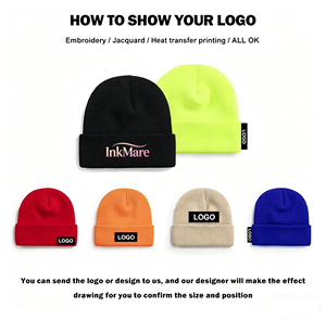 OEM Unisex Winter Ski Hat with 3D Embroidery Logo Custom Beanie for Sports Casual Travel Cuffless Brimless Keep Warm Knitted Cap - Product Image 3