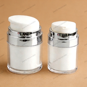 IN STOCK Low MOQ 15ml 30ml 50ml 100ml Luxury Fancy Silver Gold Cosmetic Skincare Acrylic <strong>Airless</strong> <strong>Pump</strong> Cream <strong>Jar</strong> 30ml 50ml - Product Image 3