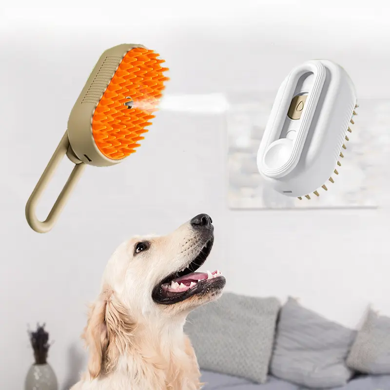 Escova de vapor 3 em 1 para cães e gatos, escova portátil de vapor para remoção de pelos de animais de estimação, escova de massagem e limpeza, ideal para uso em fábrica