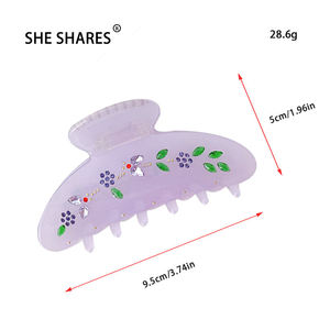 SIE STAGET ELEGANZ koreanische Farbige Strasssteine große Größe Blumen und Blätter Haarclip - Product Image 2