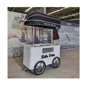 Portable Ice Cream Trolly Italian Ice Cream Gelato Push Cart
