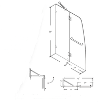Porte de douche ou cabine de douche en verre trempé coulissant sans cadre de taille personnalisée, en acier inoxydable 304