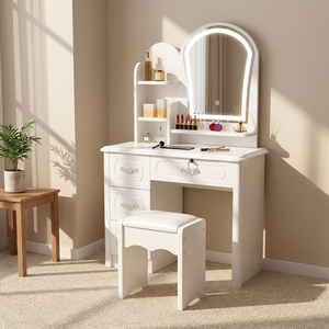 Vente en gros bon marché <span class=keywords><strong>commode</strong></span> blanche au design <span class=keywords><strong>moderne</strong></span> européen pour adultes coiffeuse à 4 tiroirs avec miroir de <span class=keywords><strong>chambre</strong></span> à coucher pour hôtels - Product Image 4