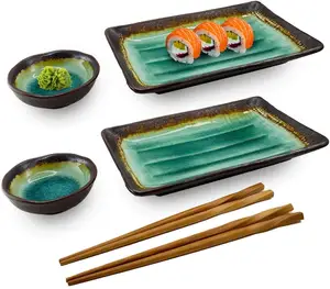 Juego de platos de Sushi de estilo japonés, 6 piezas