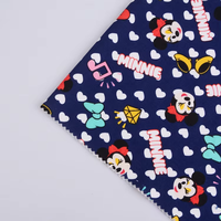 Tissu en coton 85% et nylon 15% 300GSM, imprimé numérique motif dessin animé, maille scuba douce antistatique pour robes, vestes et tenues pour enfants