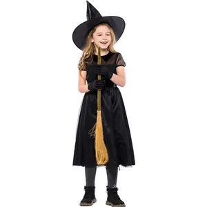 Costume di Halloween Cosplay Per Bambini Garza Nero Strega Costume