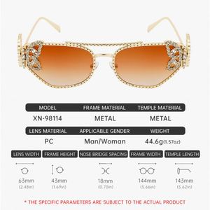 Gafas de Sol de Moda 2025, Diseño Ojo de Gato, Aleación de Lujo, Protección UV400, Marco Metálico, Adorno de Diamantes de Imitación, Estilo Mariposa para Mujer - Product Image 5