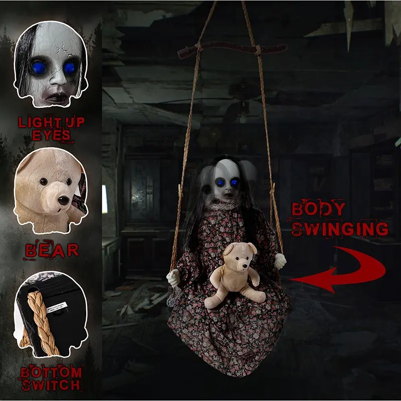 Wholesale Outdoor Indoor Hanging Ghost Halloween Animatronic Decorations Creepy Halloween Dolls