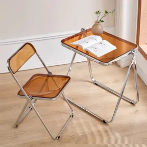 Collapsible Transparent Acrylic Chair Table Living Room Chair Desk Office Lounge Hotel Restaurant Dining Room Chair